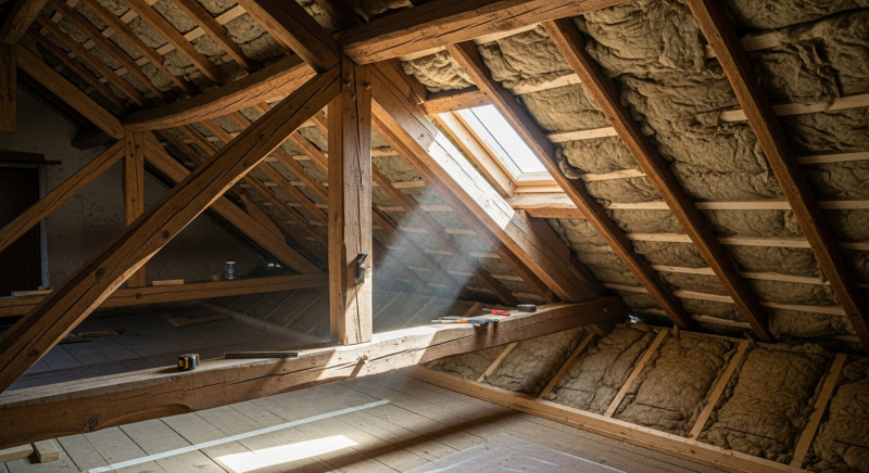 Isolation toiture Martigues : vérification solidité charpente bois